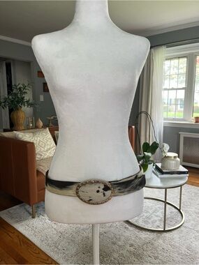 Brave Beltworks Belt Womens Leather Hair On Splotch Metallic Sz 32 Animal Print